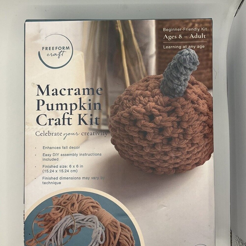 Freeform Craft-- Macrame Pumpkin Craft Kit--6" x 6" --ages 8 to adults--New